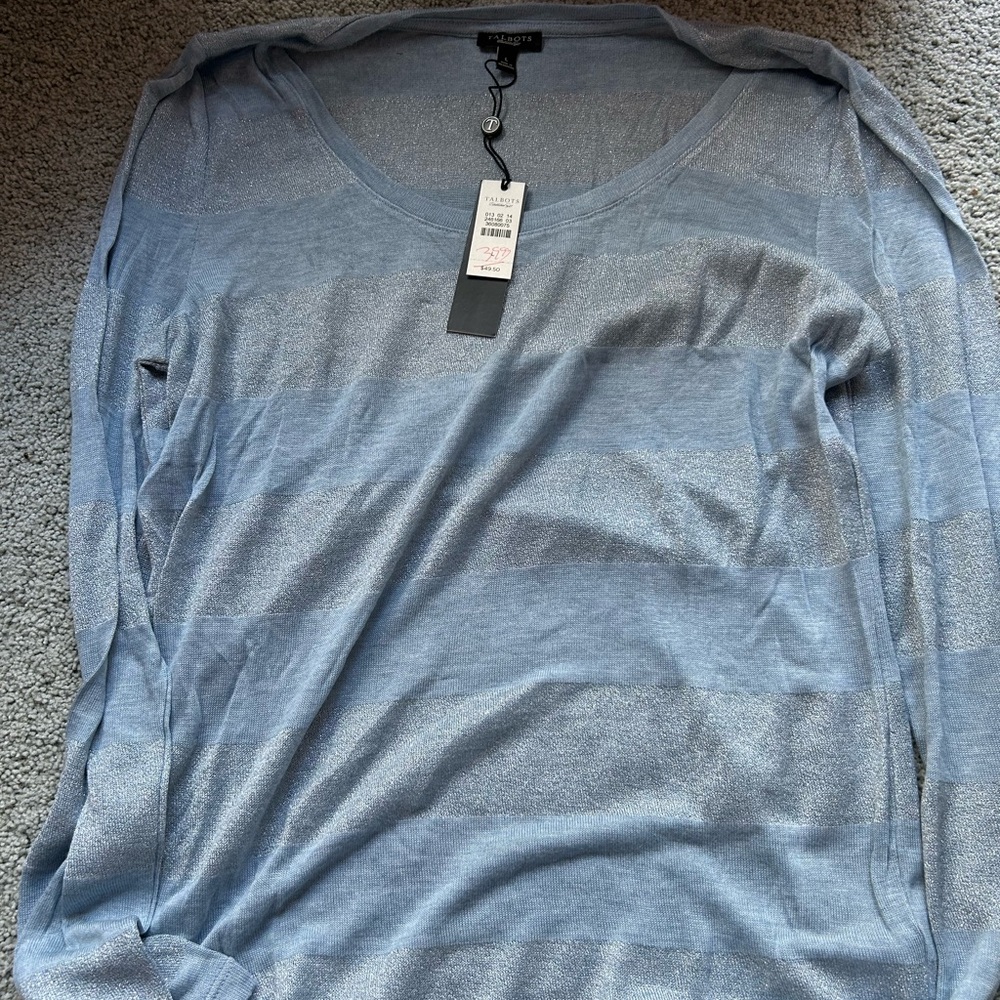 Talbots Soft Blue Knit Top NWT